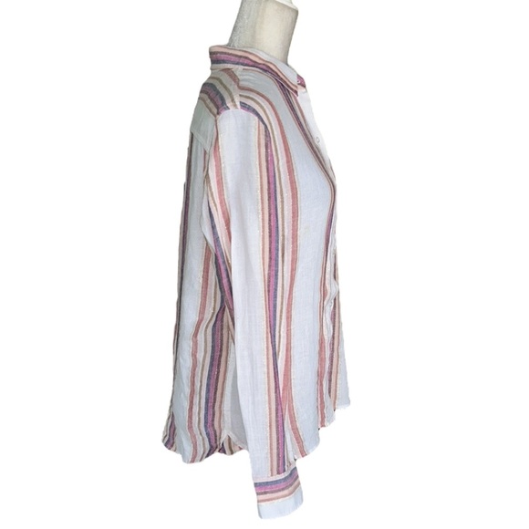 Rails Charli Jewel Stripe Metallic Gold Button Down Shirt - S - Picture 7 of 16